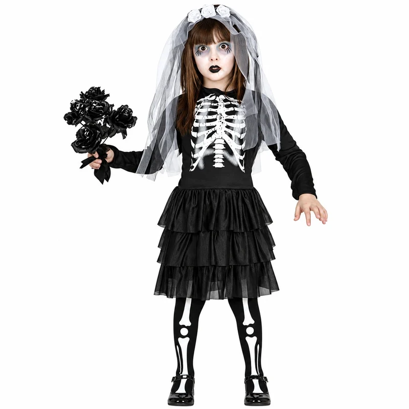 Halloween Kinderkostüm "Skelett Braut" | 4-tlg.