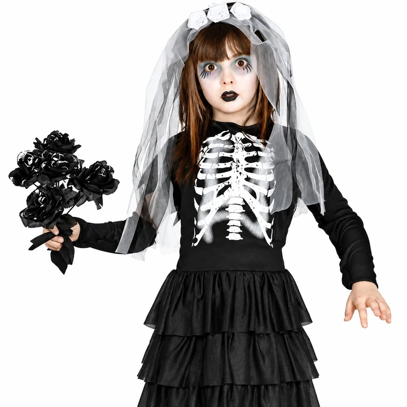Halloween Kinderkostüm "Skelett Braut" | 4-tlg.