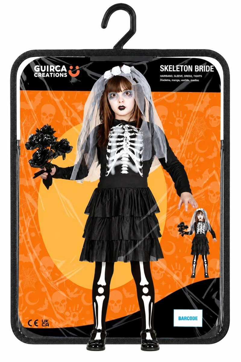 Halloween Kinderkostüm "Skelett Braut" | 4-tlg.