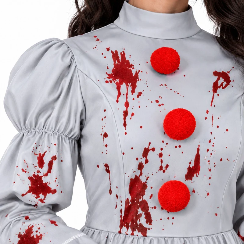 Halloween Damen Kostüm "Horror Clown Grey" | 2-tlg.
