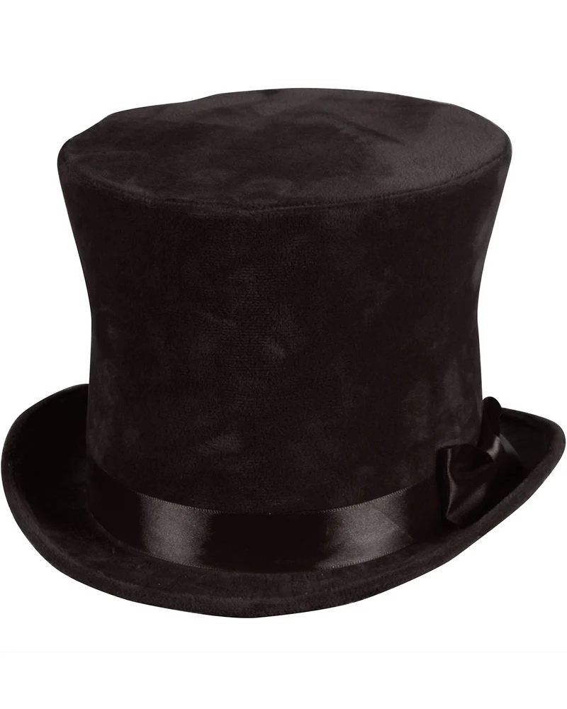 Zylinder "Flair" Velour mit Satinband 60 cm | Schwarz