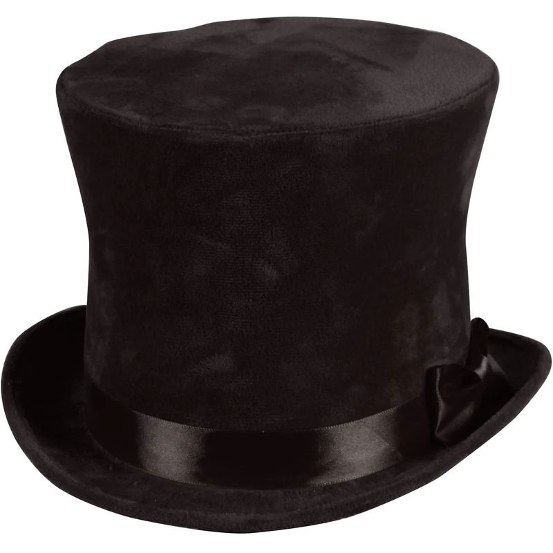 Zylinder "Flair" Velour mit Satinband 60 cm | Schwarz