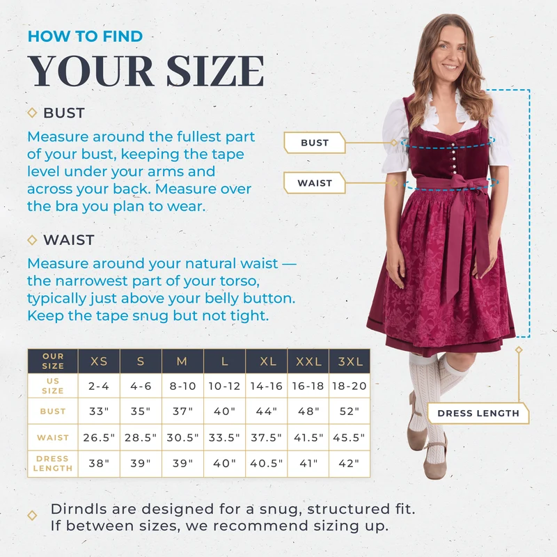 German Dirndl Dress Burgundy Velvet