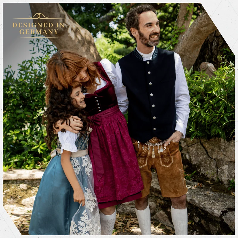 German Dirndl Dress Burgundy Velvet