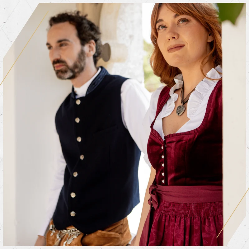 German Dirndl Dress Set Burgundy Velvet with Blouse
