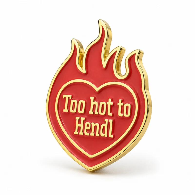Anstecker Spruch "Too hot to Hendl" bunt