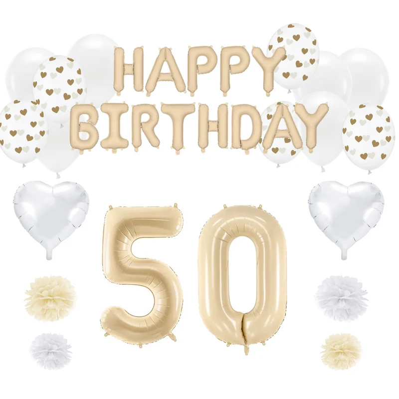50. Geburtstag Deko beige (37-teilig)