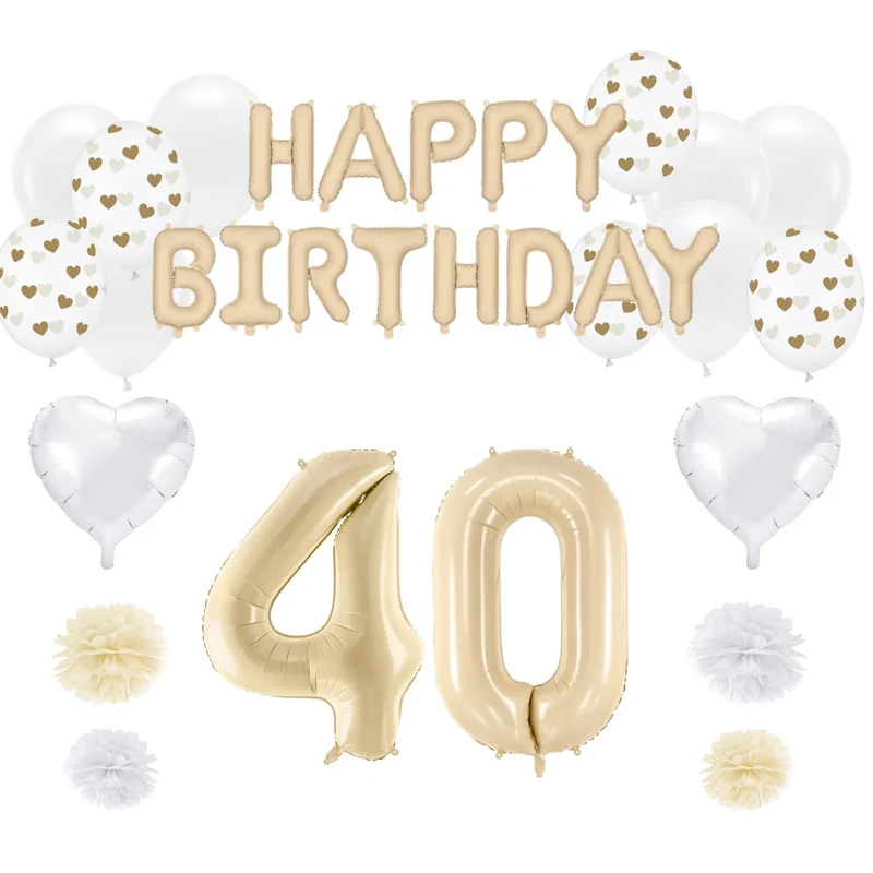 40. Geburtstag Deko beige (37-teilig)