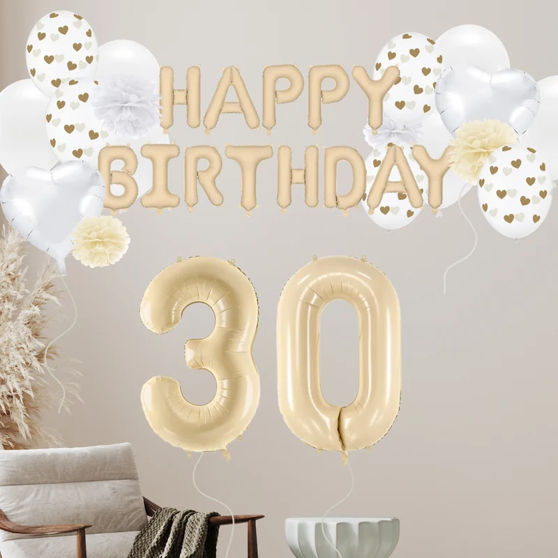 30. Geburtstag Deko beige (37-teilig)