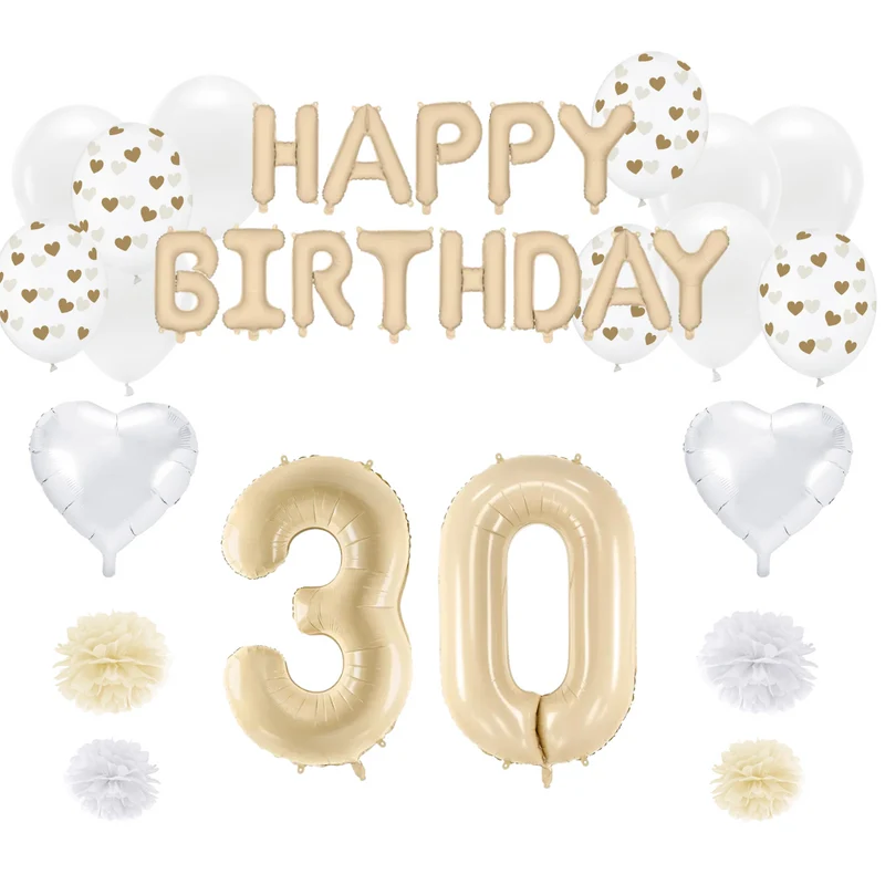 30. Geburtstag Deko beige (37-teilig)
