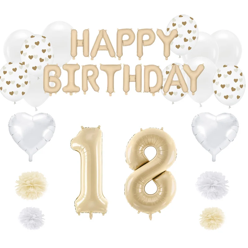 18. Geburtstag Deko beige (37-teilig)
