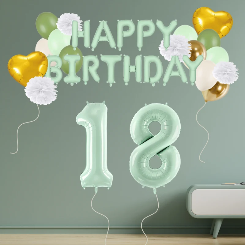 18. Geburtstag Deko grün/gold (31-teilig)