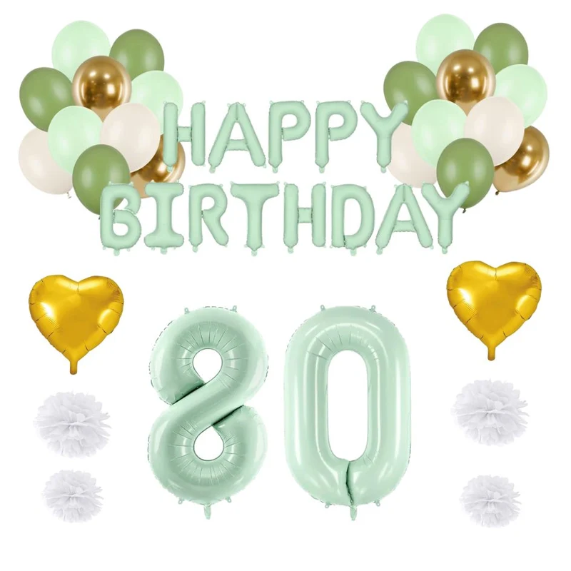 80. Geburtstag Deko grün/gold (31-teilig)