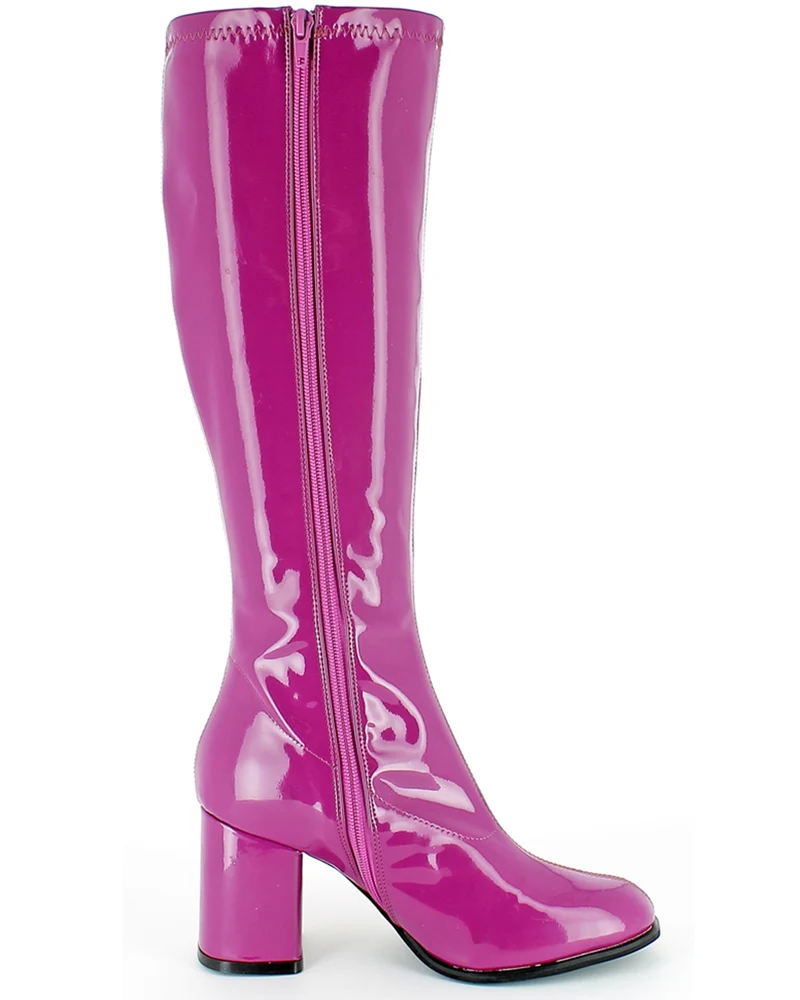 Gogo Damen Retro Lackstiefel mit schmalem Schaft | Lila