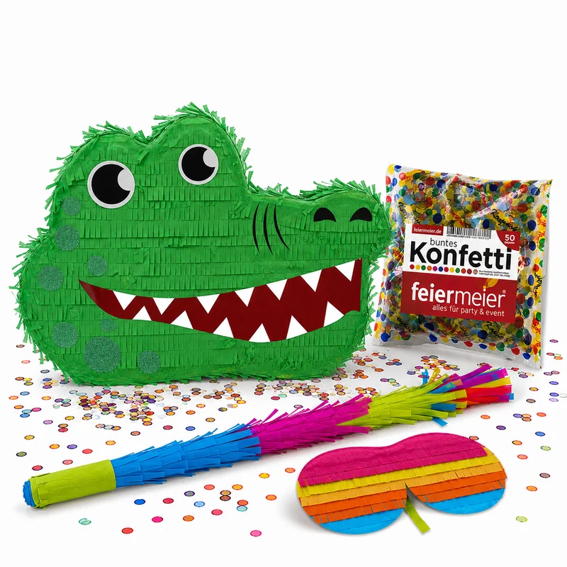 Pinata-Set | 4-tlg. mit Augenmaske, Schlagstock und Konfetti