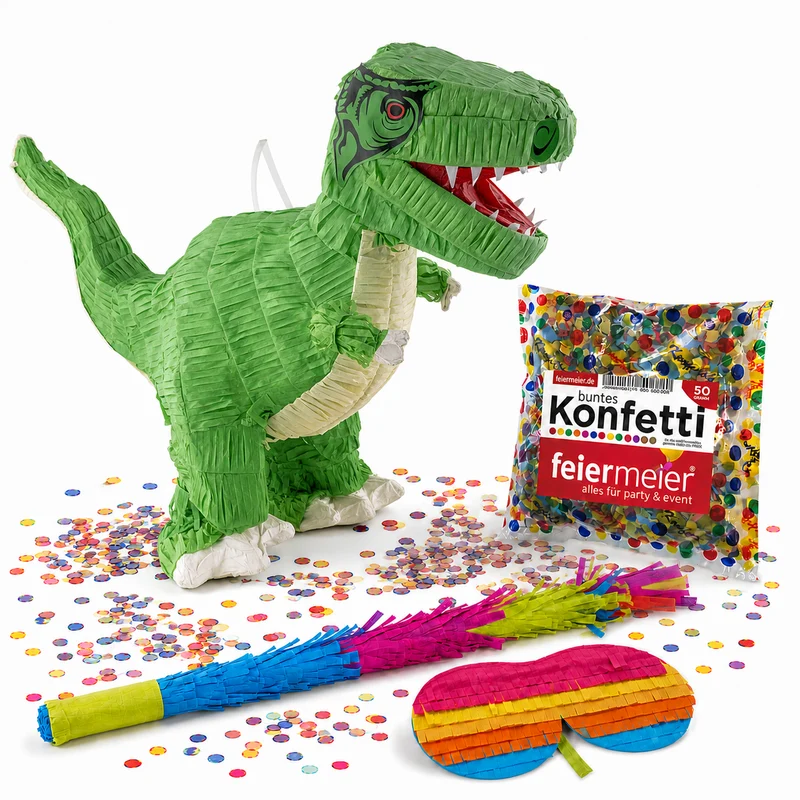 Pinata-Set | 4-tlg. mit Augenmaske, Schlagstock und Konfetti