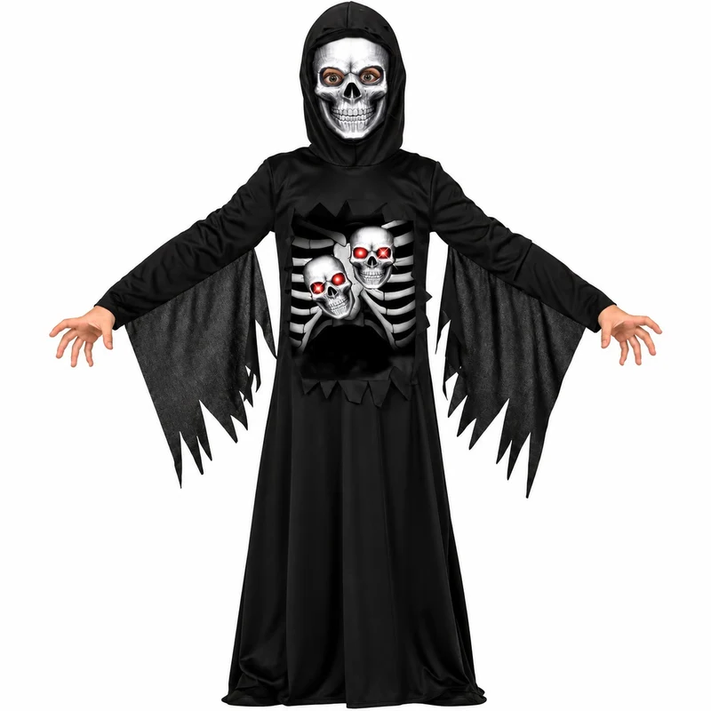 Halloween Kinderkostüm "Skelett mit Kapuze" | Schwarz