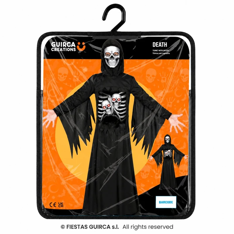 Halloween Kinderkostüm "Skelett mit Kapuze" | Schwarz