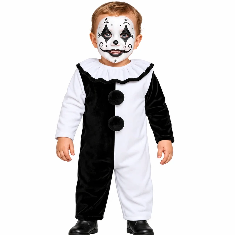 Halloween Babykostüm "Terror Clown" für Kinder | Schwarz Weiß