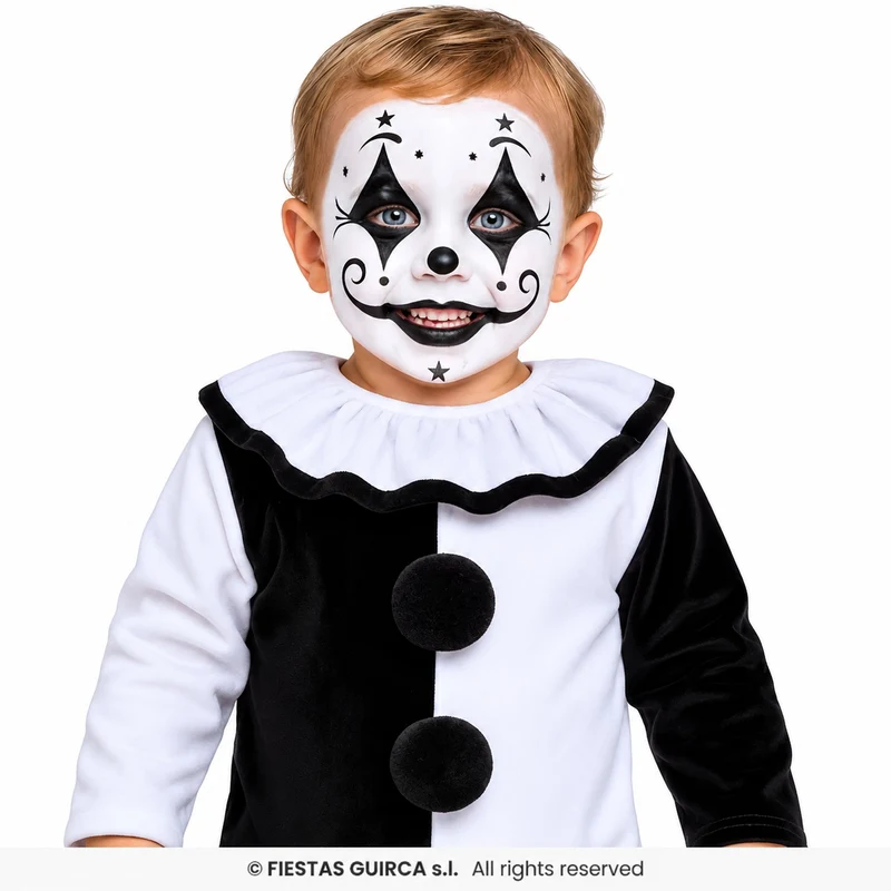 Halloween Babykostüm "Terror Clown" für Kinder | Schwarz Weiß