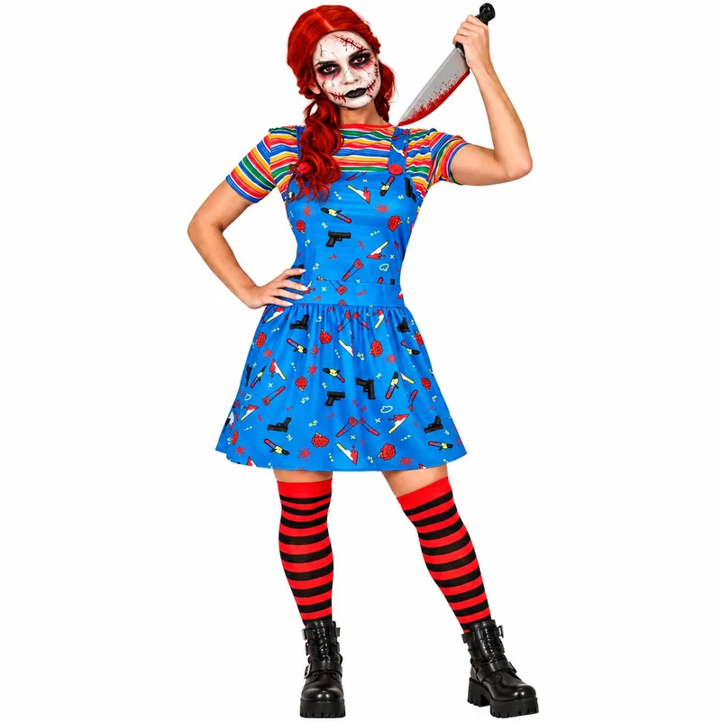 Halloween Damen Kostüm "Killer Puppe" | Kleid und Shirt