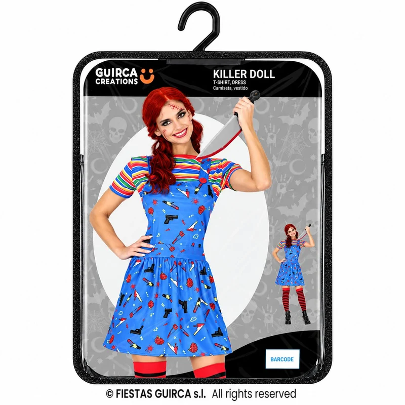 Halloween Damen Kostüm "Killer Puppe" | Kleid und Shirt