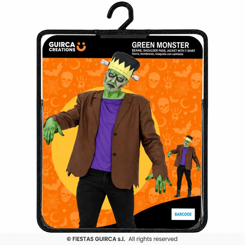Halloween Herren Kostüm "Grünes Monster Frank" | 3-tlg.