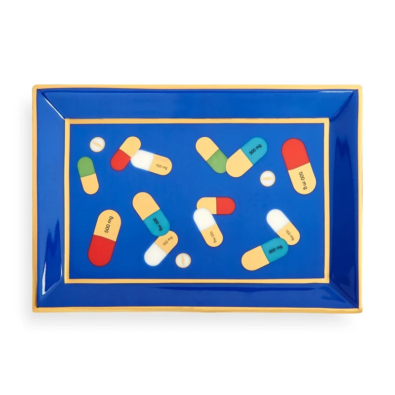 Aufbewahrungsschale FULL DOSE rechteckig blau/gold