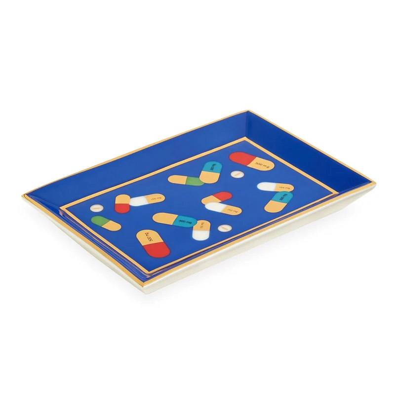 Aufbewahrungsschale FULL DOSE rechteckig blau/gold