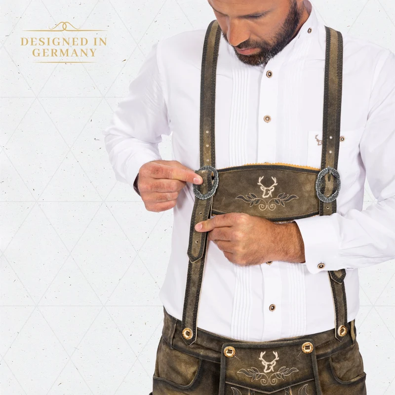 Lederhosen Men Short Antique Waxed Brown