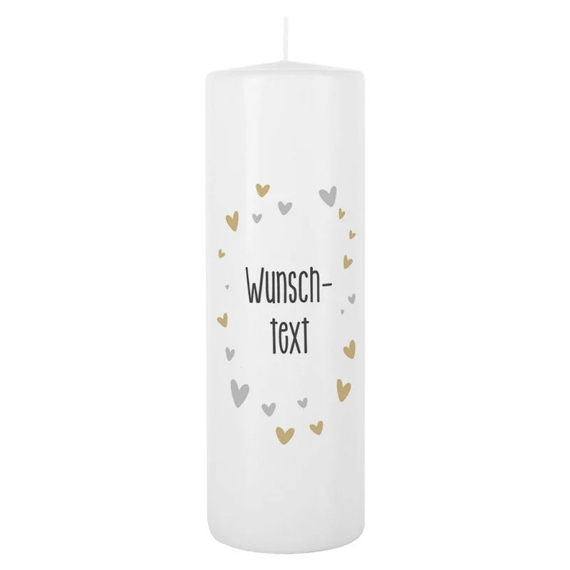 Personalisierte Hochzeitskerze mit Herzen