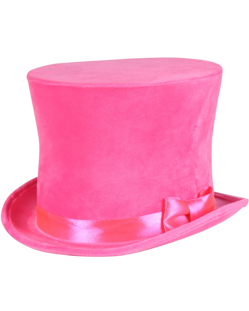 Zylinder "Flair" Velour mit Satinband 60 cm | Neon Pink