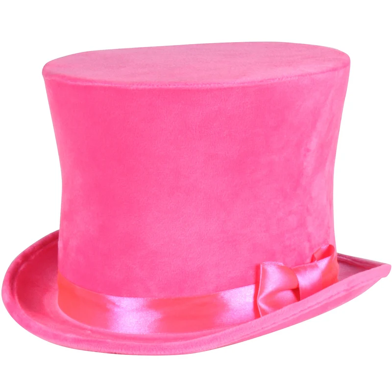 Zylinder "Flair" Velour mit Satinband 60 cm | Neon Pink