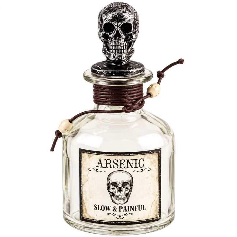 Deko Giftflasche „Arsenic“ mit Totenkopf 16 cm | Transparent