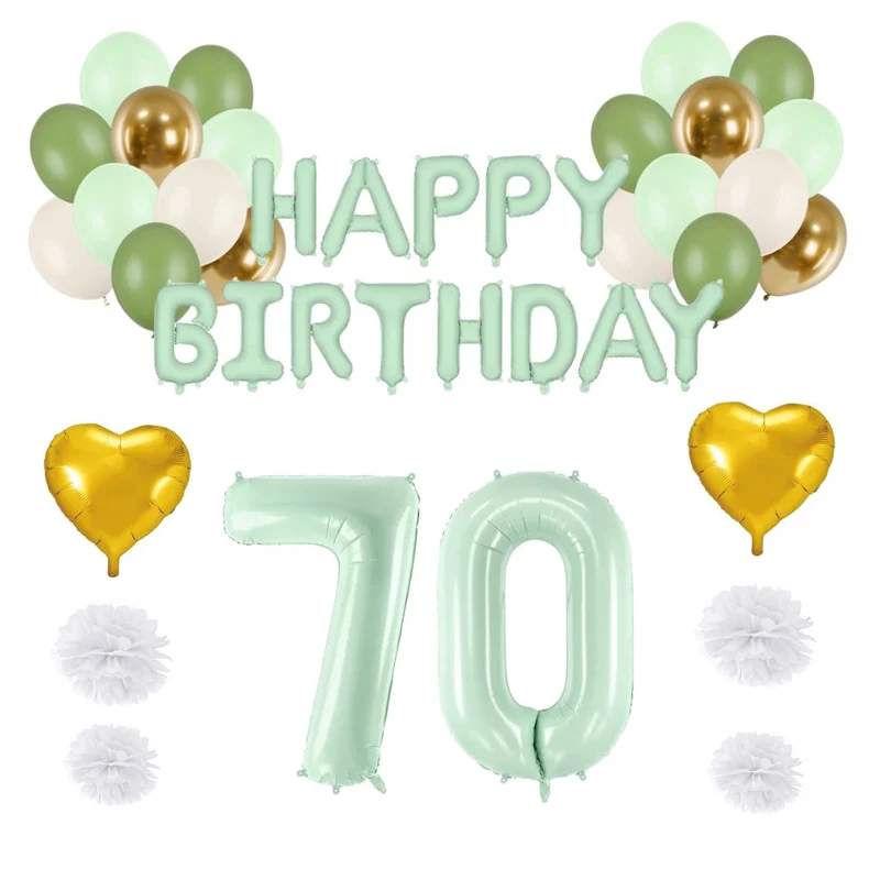 70. Geburtstag Deko grün/gold (31-teilig)