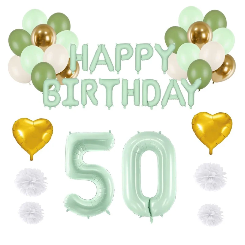 50. Geburtstag Deko grün/gold (31-teilig)