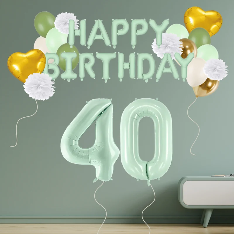 40. Geburtstag Deko grün/gold (31-teilig)