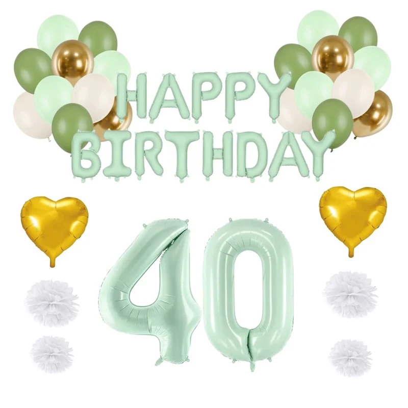 40. Geburtstag Deko grün/gold (31-teilig)