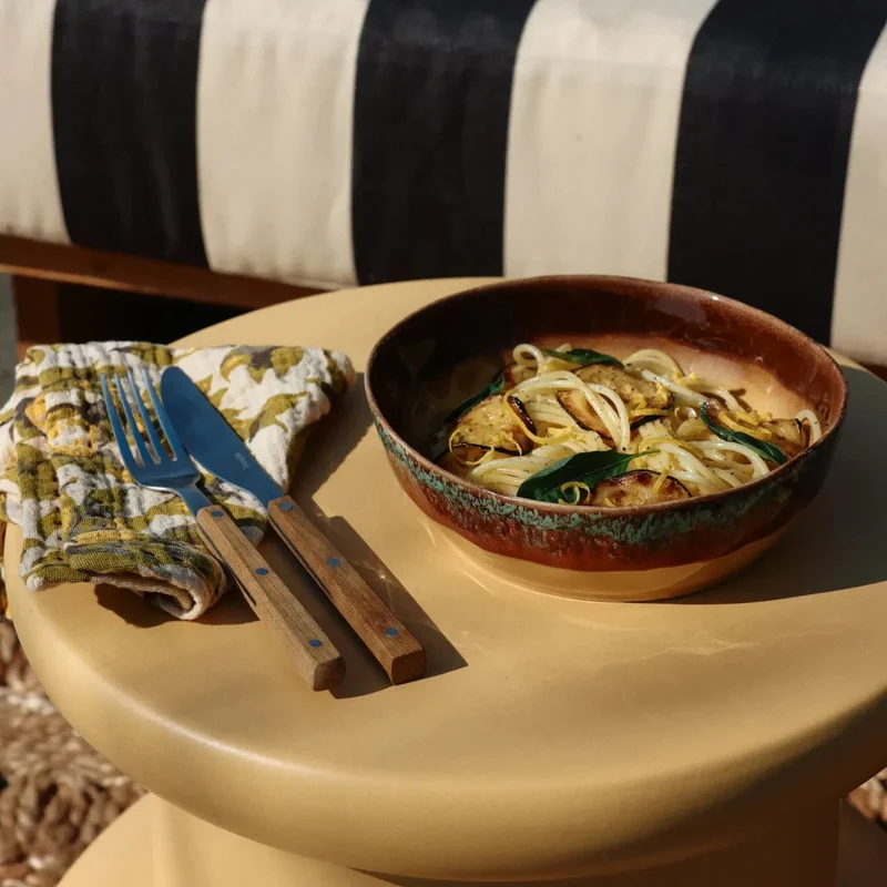 HKliving Pastateller tief – 2er Set Pasta Bowl aus Keramik, 4 Dekore