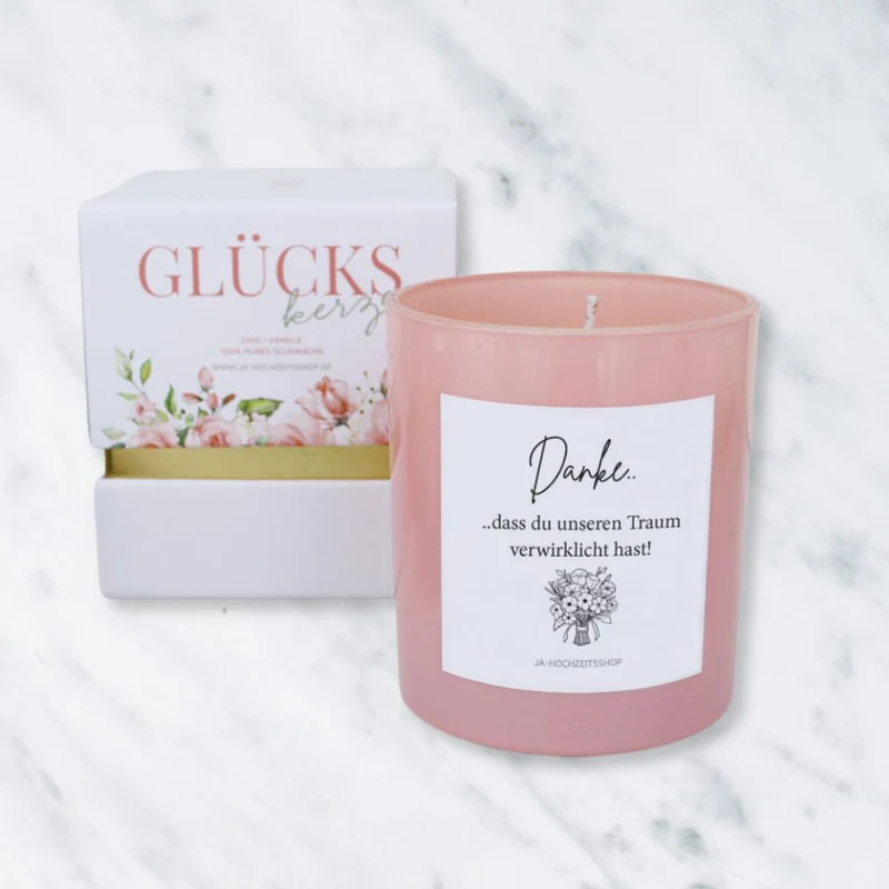 Geschenk Kerze als Dankeschön für Dienstleister mit Wunschtext