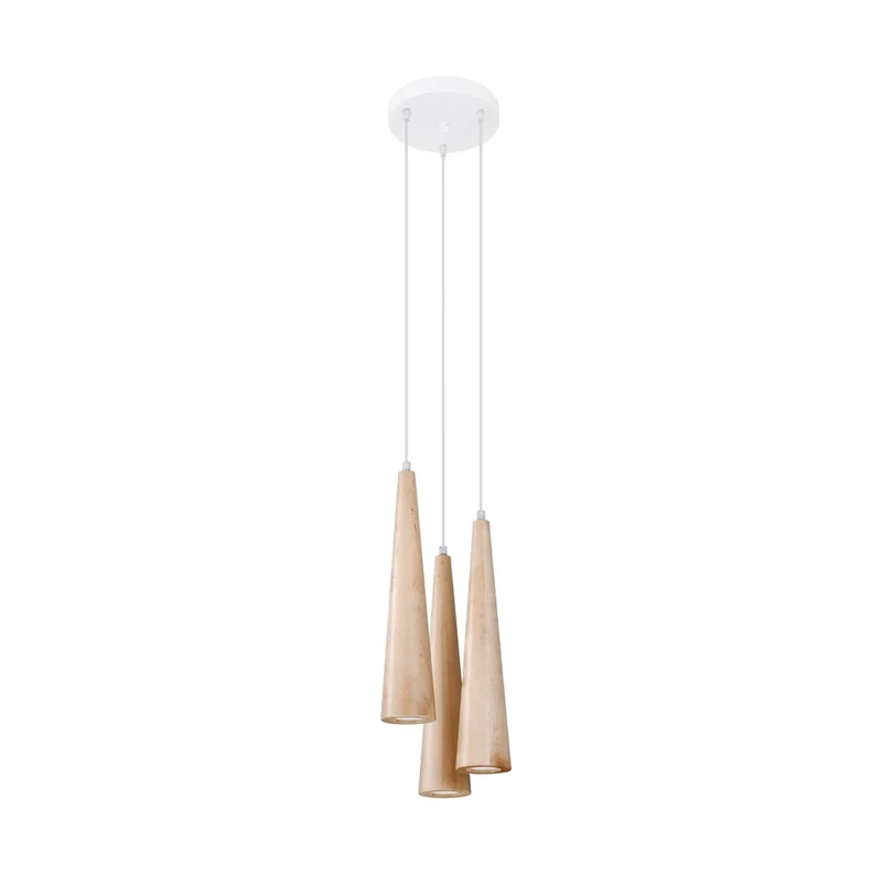 3-flammige Pendelleuchte Holz SULA Trio