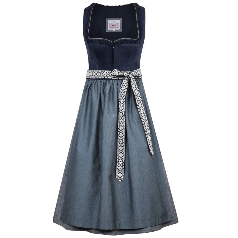 MarJo Dirndl Reichenfels Midnight/Denim Herz Ausschnitt 70cm