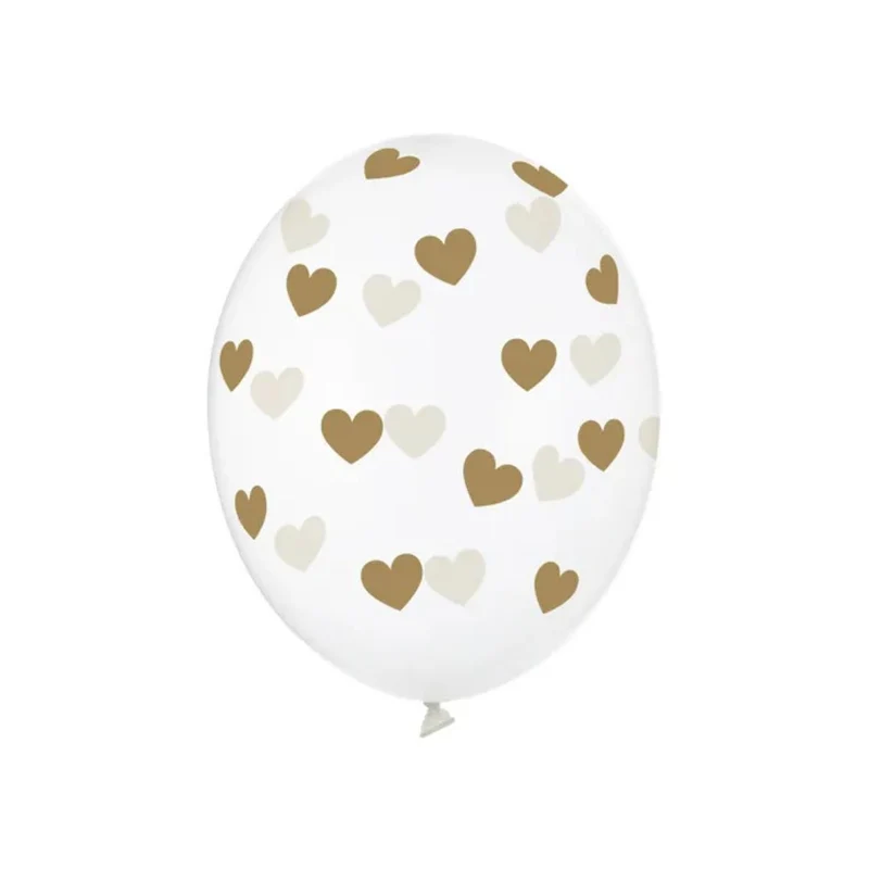 Luftballons Herzchen transparent gold (6 Stück)