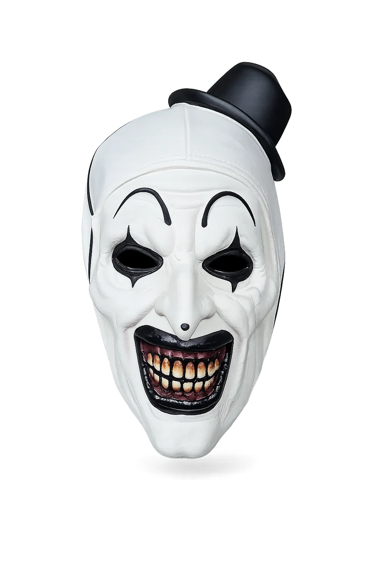 Halloween Latex Maske Clown mit Mini Zylinder | Weiß