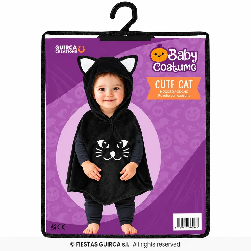 Halloween Babykostüm "Süße Katze" für Kinder | Poncho