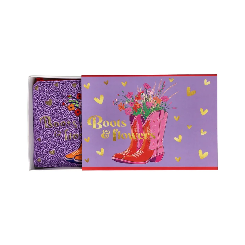 Kosmetiktasche ELODIE M Motiv: Boots and Flowers blau/rot