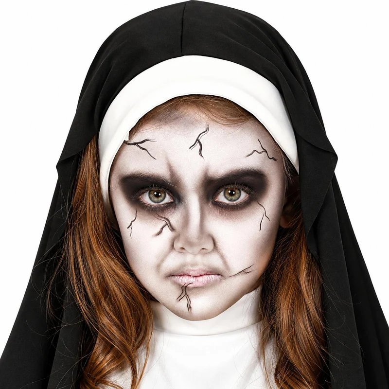 Halloween Kinderkostüm "Horror Nonne" | Kleid und Haube