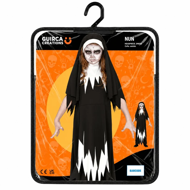 Halloween Kinderkostüm "Horror Nonne" | Kleid und Haube