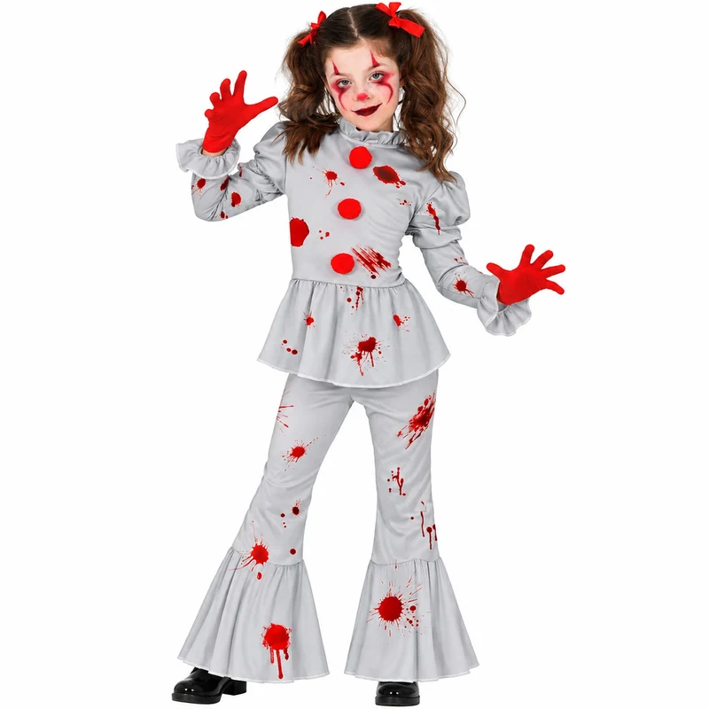 Halloween Kinderkostüm "Horror Clown Grey" | 2-tlg.