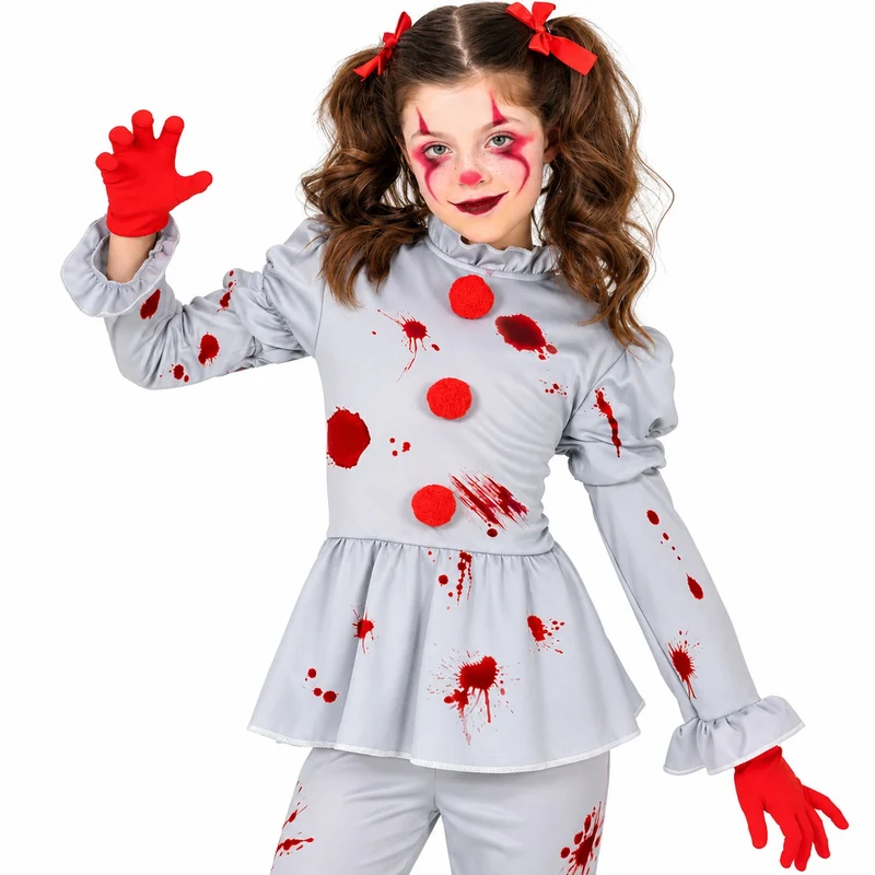 Halloween Kinderkostüm "Horror Clown Grey" | 2-tlg.